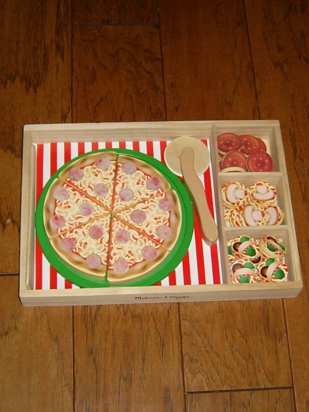 Melissa & Doug Wooden‎ Pizza Party Kit Pizza Slices Plate Toppings